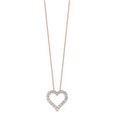 14k Rose Gold 3 carat Lab Grown Diamond VS/SI+ G+ Complete 18 inch Heart Pendant Necklace